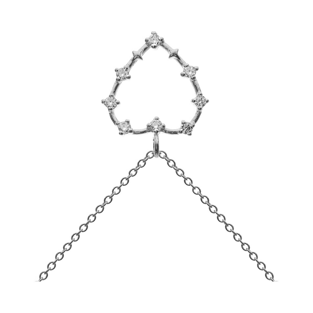 8 Stone Heart Necklace Solid Sterling Silver 925 Hallmarked British Made