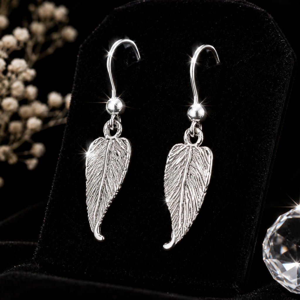 Leaf Drop Earrings Solid Sterling Silver 925 Hallmarked Brand New Boxed