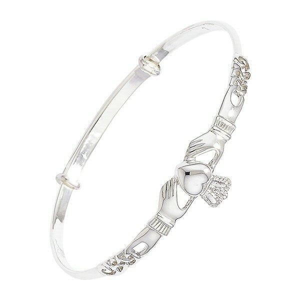Sterling Silver Claddagh Bangle Expandable British Made Hallmarked Brand New 