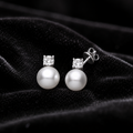 Pearl Solitaire Stone Stud Earrings Sterling Silver 925 Hallmarked British Made