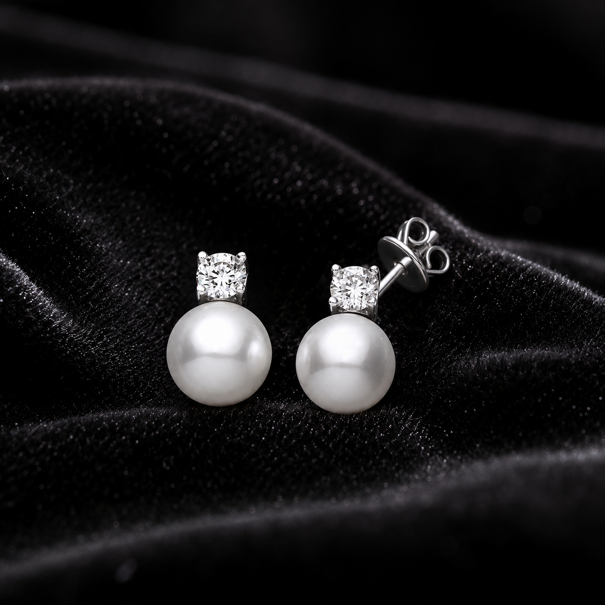Pearl Solitaire Stone Stud Earrings Sterling Silver 925 Hallmarked British Made