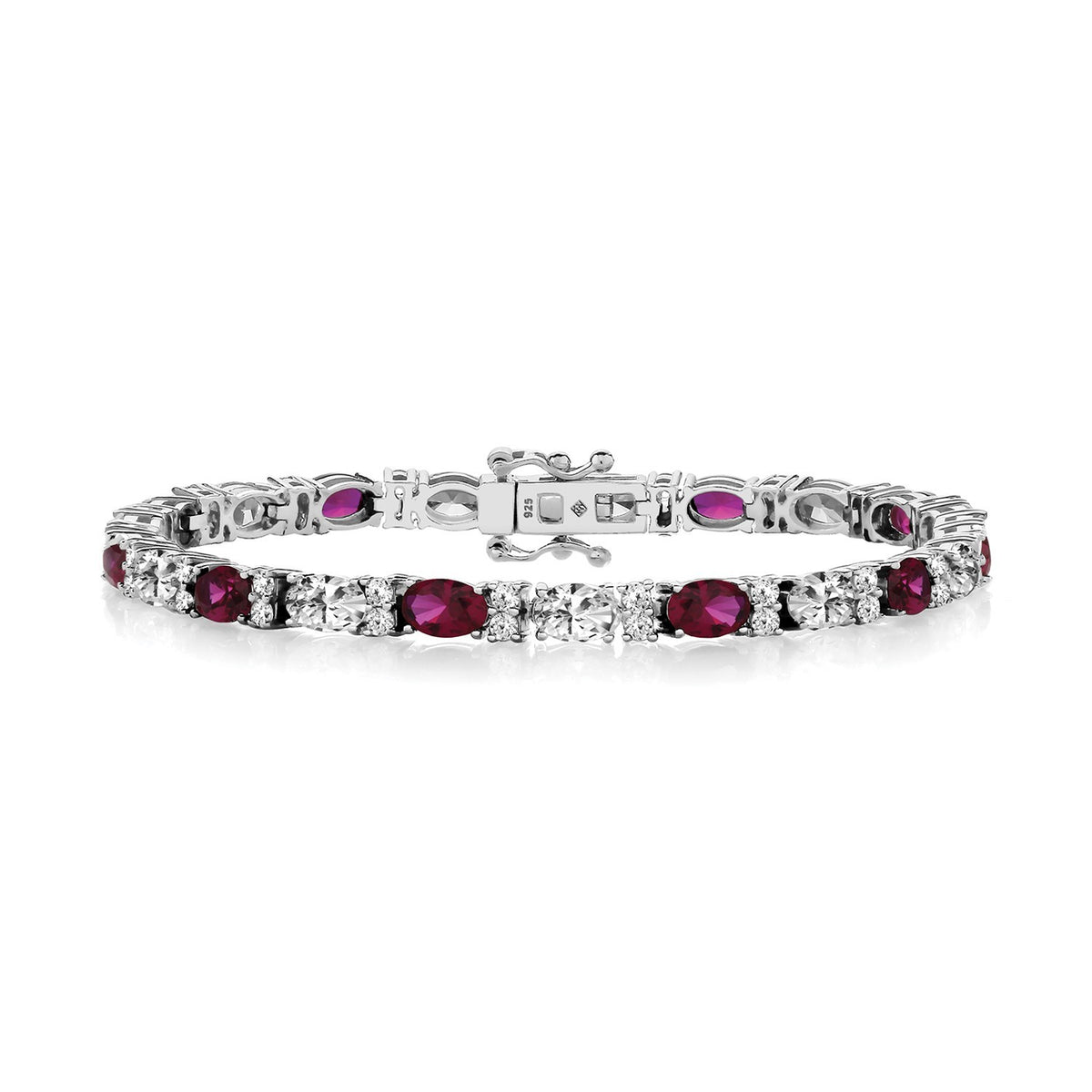 Natural Oval Ruby Tennis Bracelet Sterling Silver 925 Hallmarked Brand New