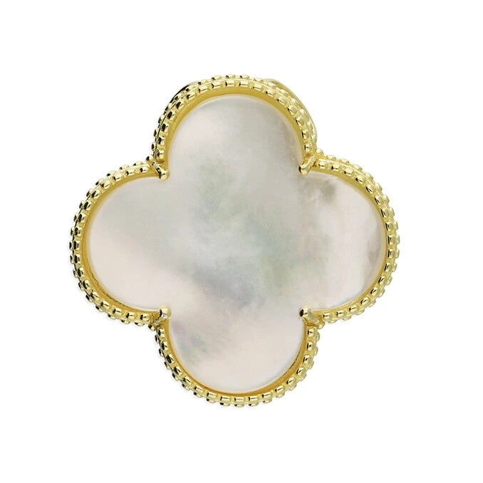 Pearl Quatrefoil Pendant 9ct Yellow Gold Plated Hallmarked All Chain Lengths