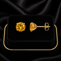 Yellow Gold Citrine Earrings Solitaire Natural Stone 375 9 Carat New Boxed