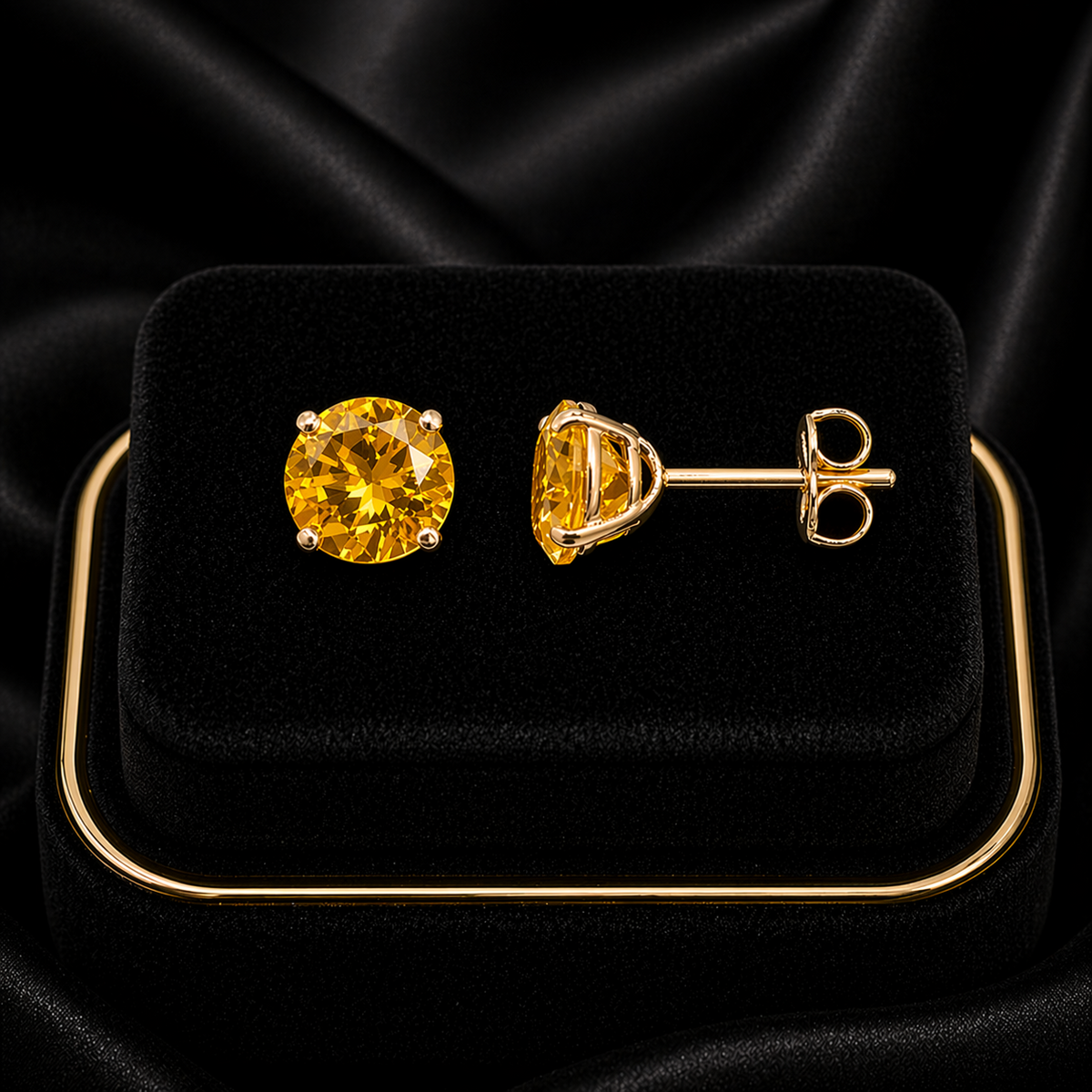 Yellow Gold Citrine Earrings Solitaire Natural Stone 375 9 Carat New Boxed