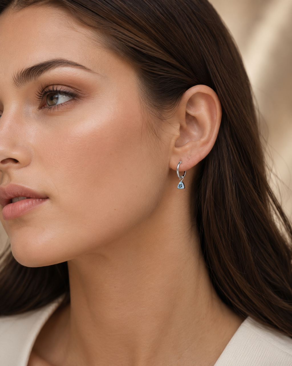 Trillion Blue Topaz Hoop Earrings Sterling Silver 925 Hallmarked Brand New Boxed