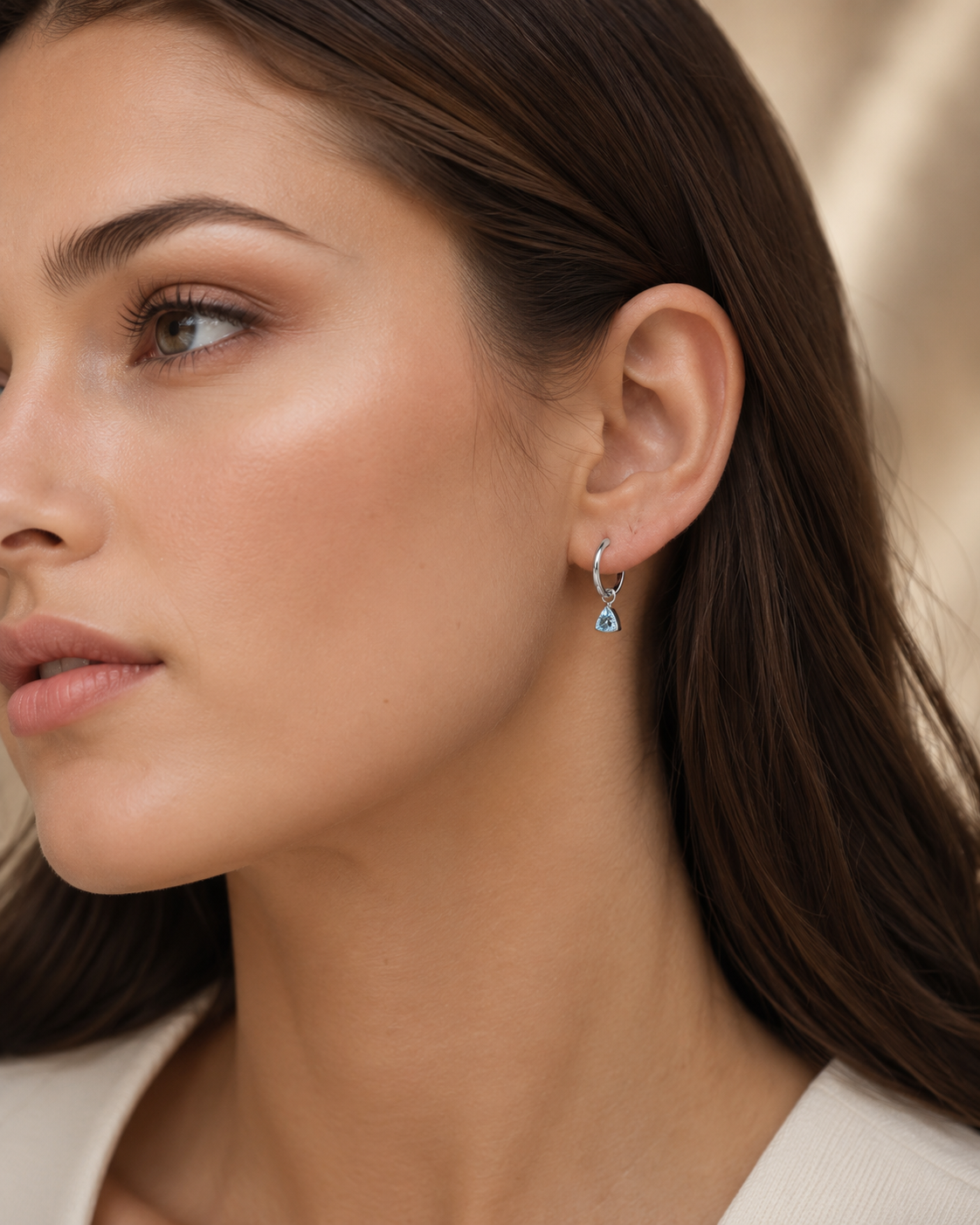 Trillion Blue Topaz Hoop Earrings Sterling Silver 925 Hallmarked Brand New Boxed