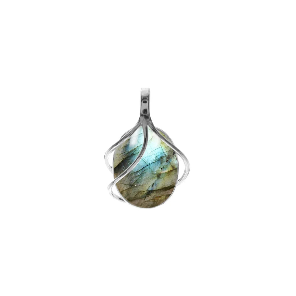 Triple Overlay Labradorite Pendant Sterling Silver Hallmarked All Chain Lengths