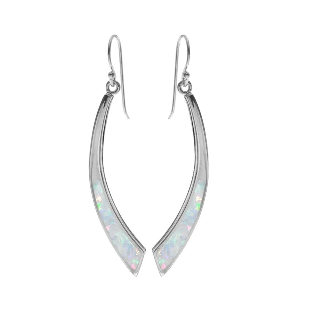 Natural White Opal Teardrop Earrings Sterling Silver 925 Hallmarked British Made