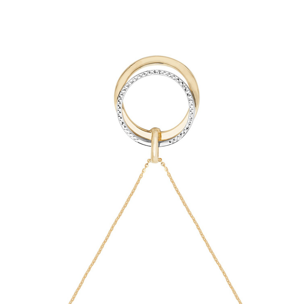 Ladies Overlapping Circle Necklace 9ct 2 Tone Gold 375 Hallmarked British Made