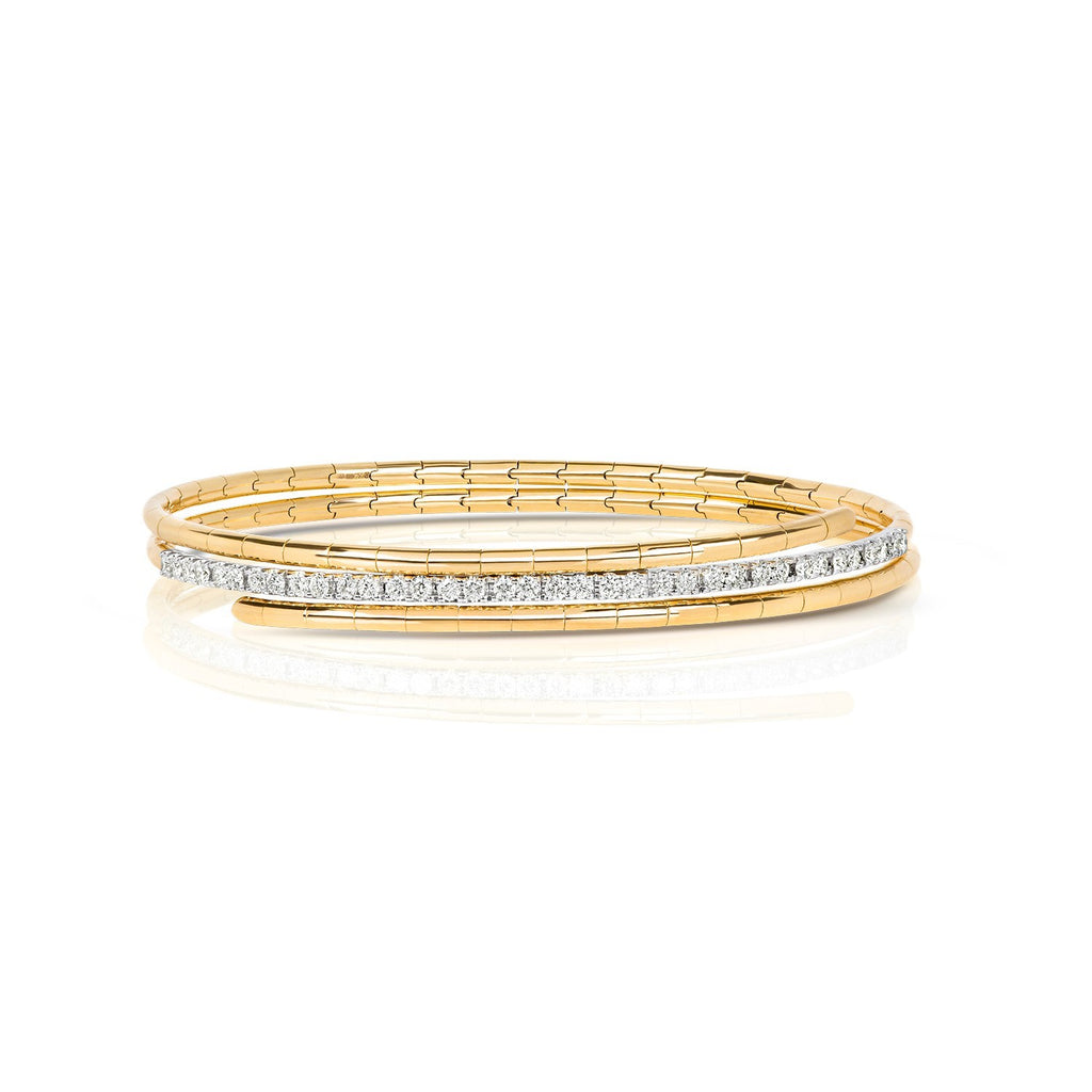 Wrap Natural Diamond 18ct Yellow Gold Bangle 375 Hallmarked British Made