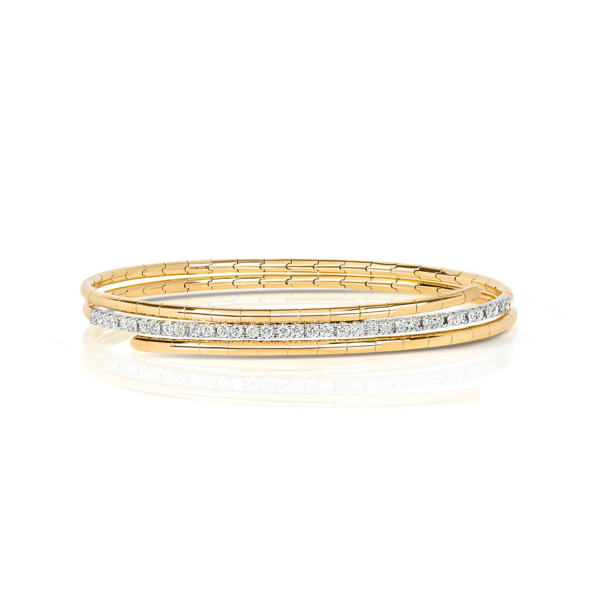 Wrap Natural Diamond 18ct Yellow Gold Bangle 375 Hallmarked British Made