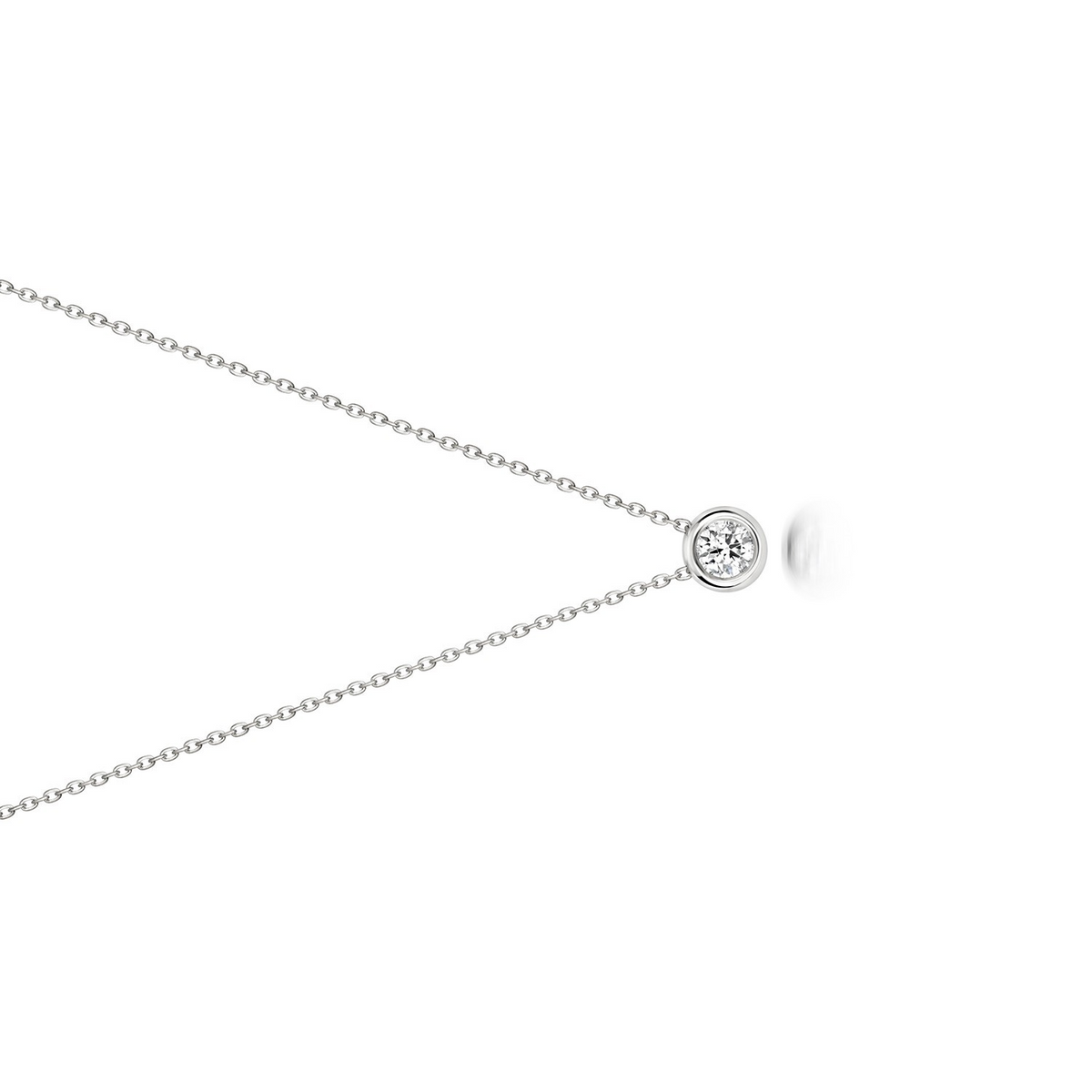 1 Natural Diamond Flush Necklace 18ct White Gold Hallmarked British Made