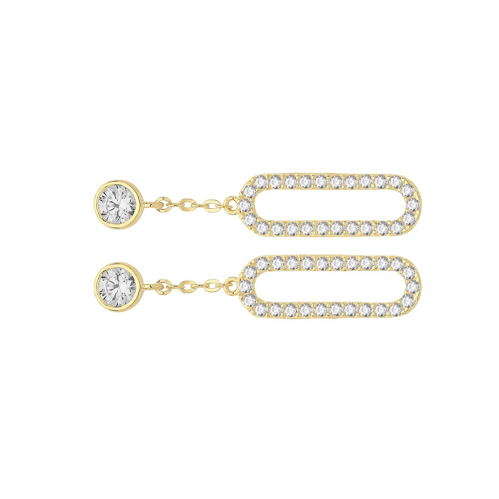 27 Stone Oval Drop Earrings 9ct Yellow Gold 375 Hallmarked Brand New Boxed