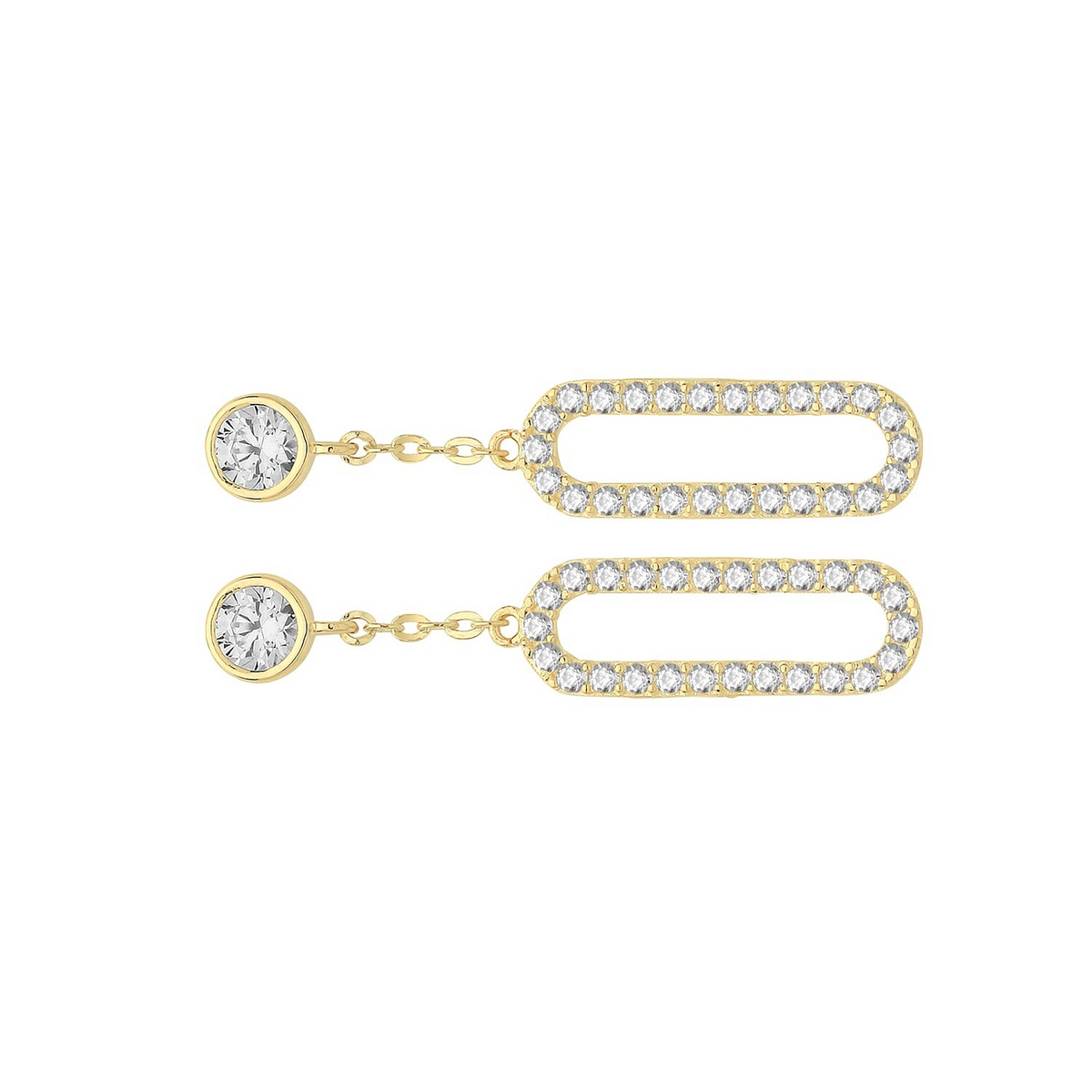 27 Stone Oval Drop Earrings 9ct Yellow Gold 375 Hallmarked Brand New Boxed