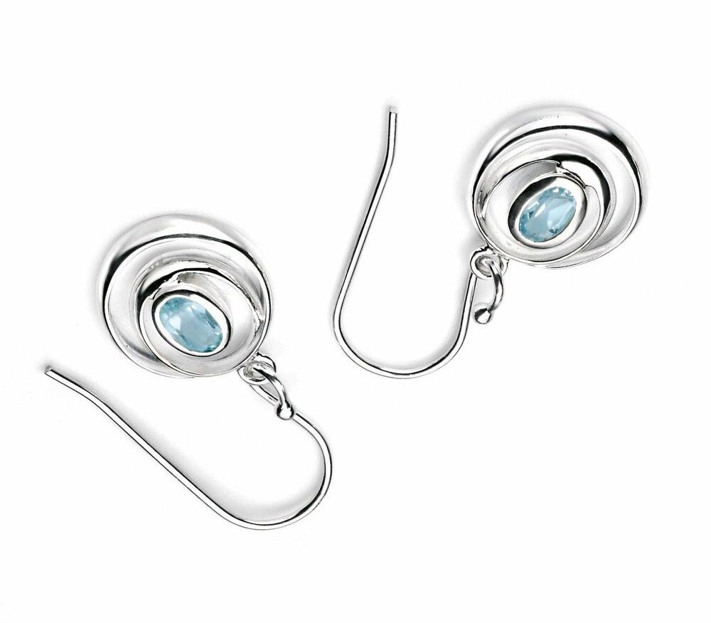 Loop Blue Topaz Drop Earrings Sterling Silver 925 Hallmarked Brand New Boxed