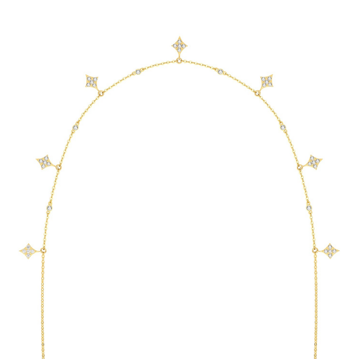 Pave Geometric Necklace 9ct Yellow Gold 375 Hallmarked British Made