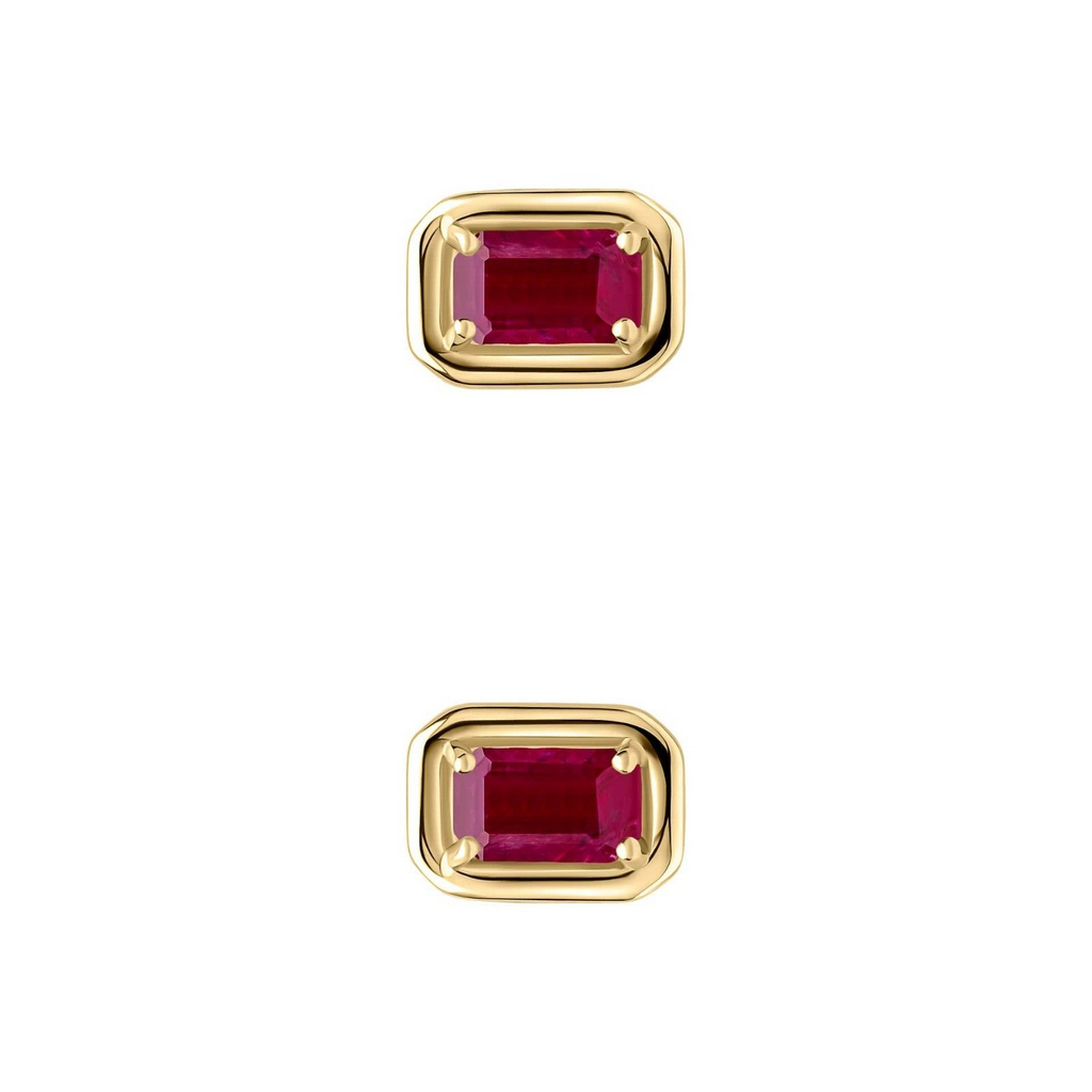 Chunky Solitaire Ruby Stud Earrings 9ct Yellow Gold 375 Hallmark British Made