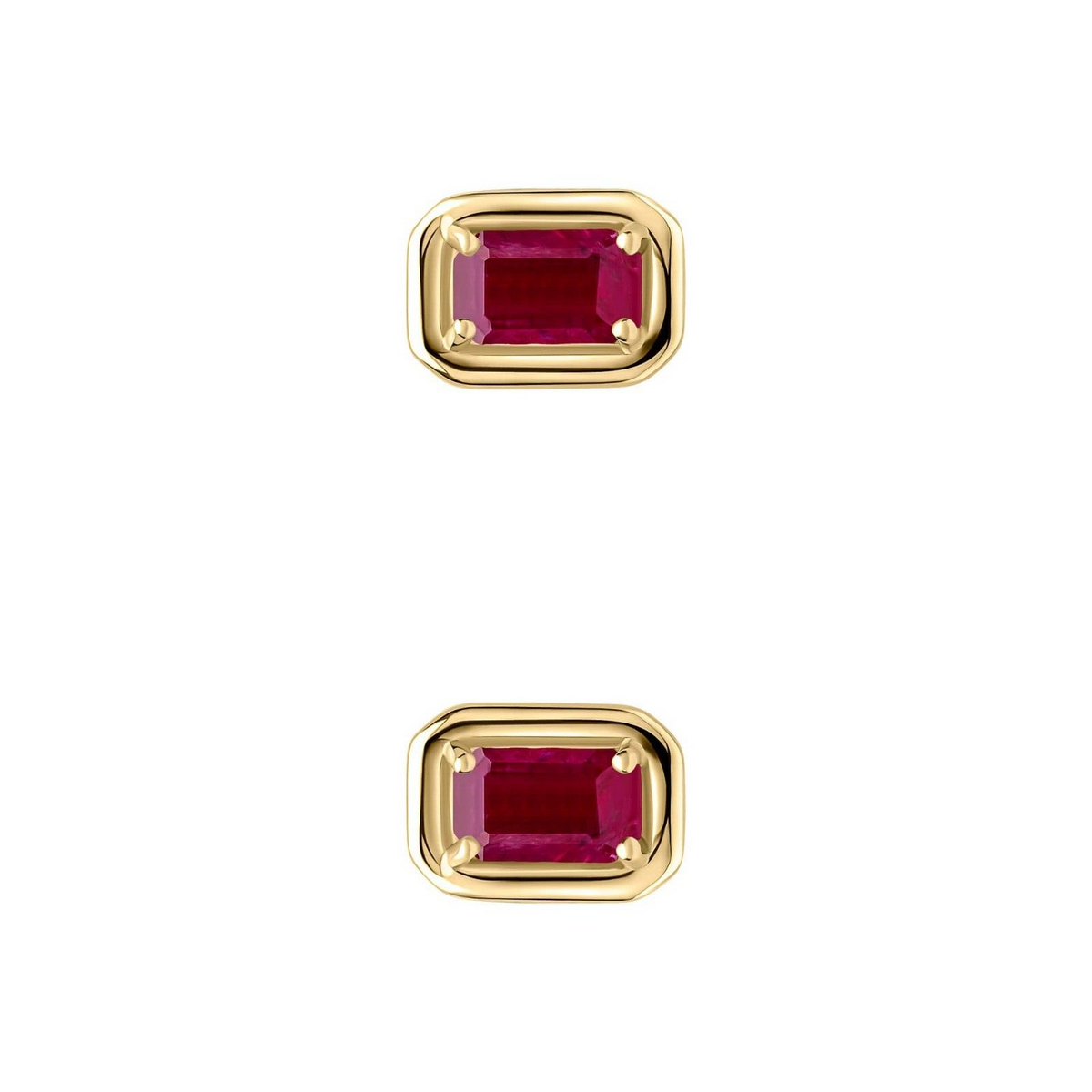 Chunky Solitaire Ruby Stud Earrings 9ct Yellow Gold 375 Hallmark British Made