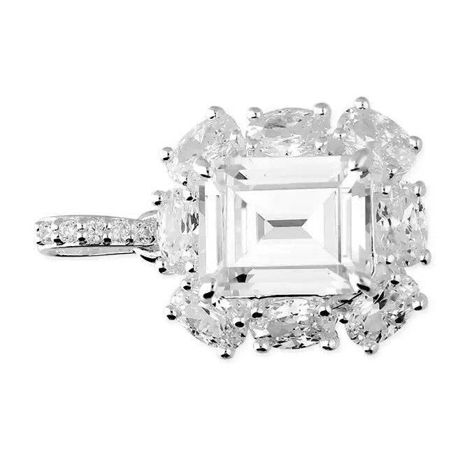 Empire Baguette Zircon Pendant Sterling Silver 925 Hallmarked All Chain Lengths