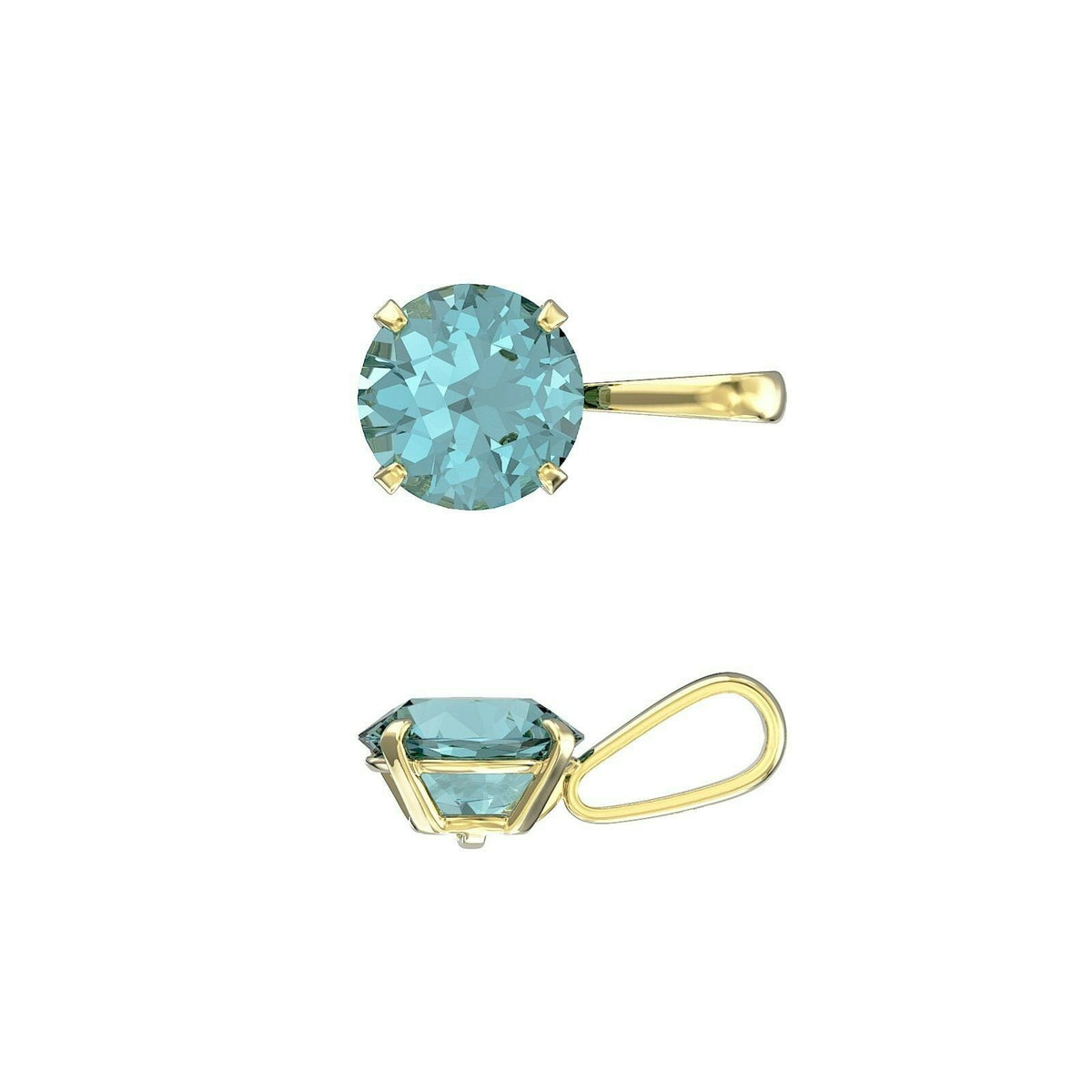 Yellow Gold Aquamarine Pendant Hallmarked British Made All Chain Lengths