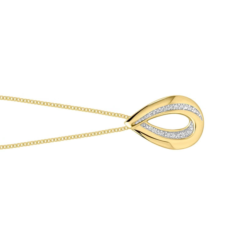 Statement Teardrop Diamond Pendant 9ct Yellow Gold 375 Hallmarked British Made