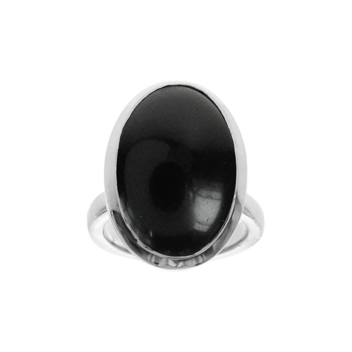 Oval Onyx Ring Sterling Silver 925 Hallmarked British Made Size K - T