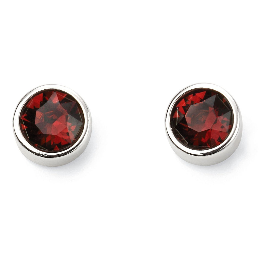 Engravable Solitaire Garnet Pendant and Earrings Set Solid Sterling Silver