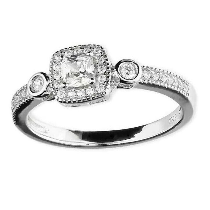 Vintage Cushion Halo Ring Sterling Silver 925 Hallmarked British Made Size M - R