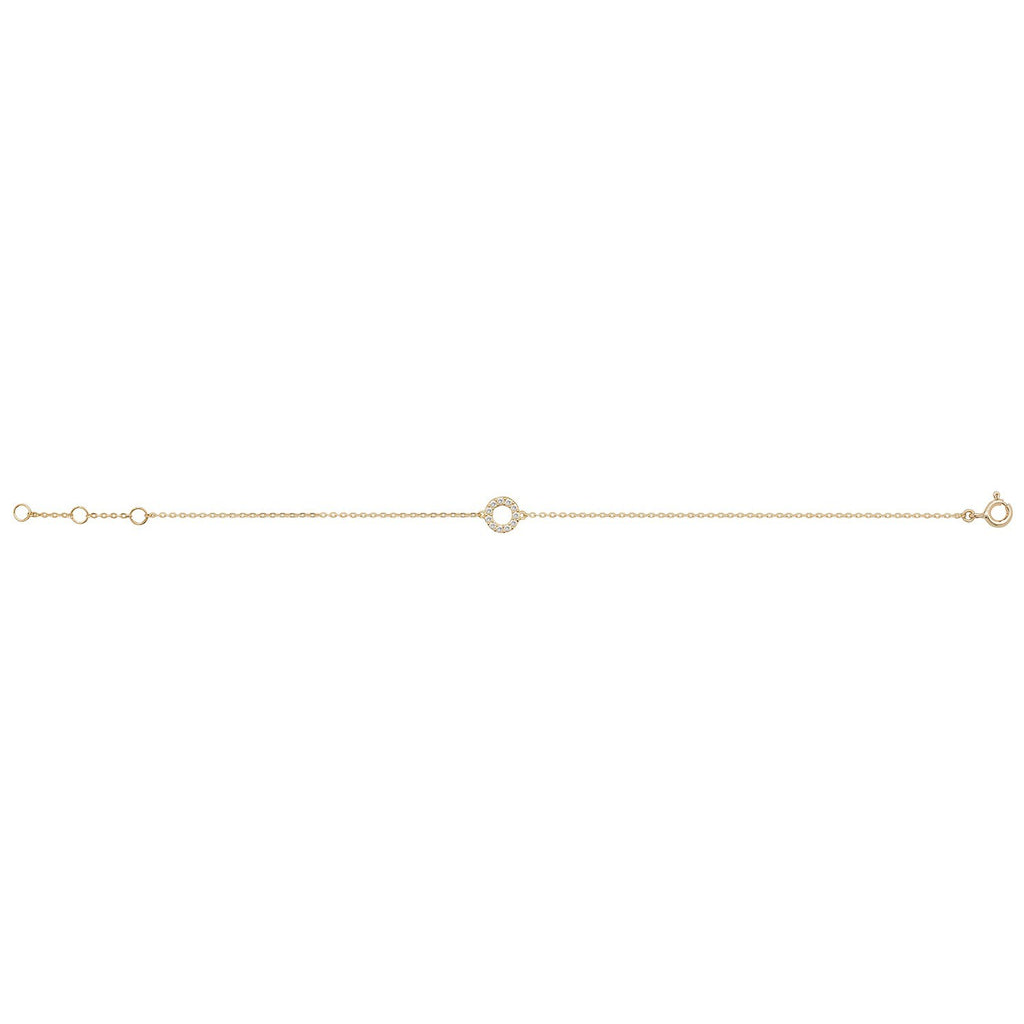 Ladies Pave Open Circle Bracelet 9ct Yellow Gold 375 Hallmarked British Made
