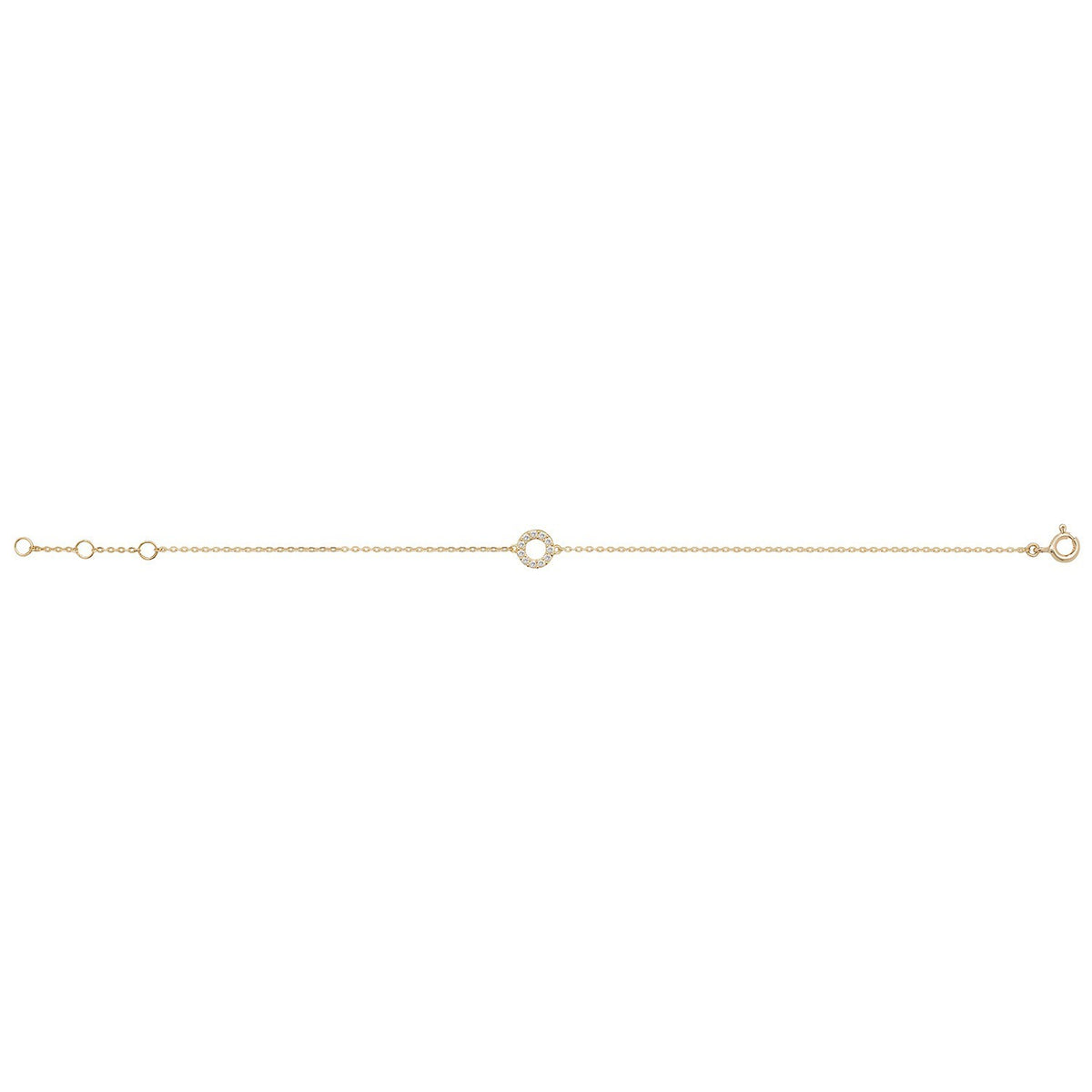 Ladies Pave Open Circle Bracelet 9ct Yellow Gold 375 Hallmarked British Made