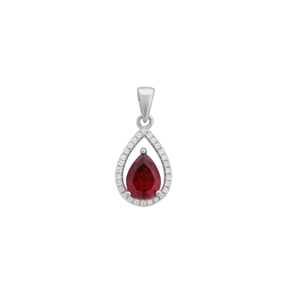 Teardrop Silver Garnet Pendant 925 Hallmarked British Made All Chain Lengths