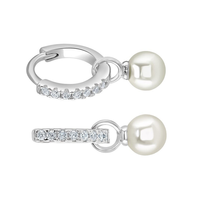 Pearl & Diamond Drop Earrings Sterling Silver 925 Hallmarked Brand New Boxed