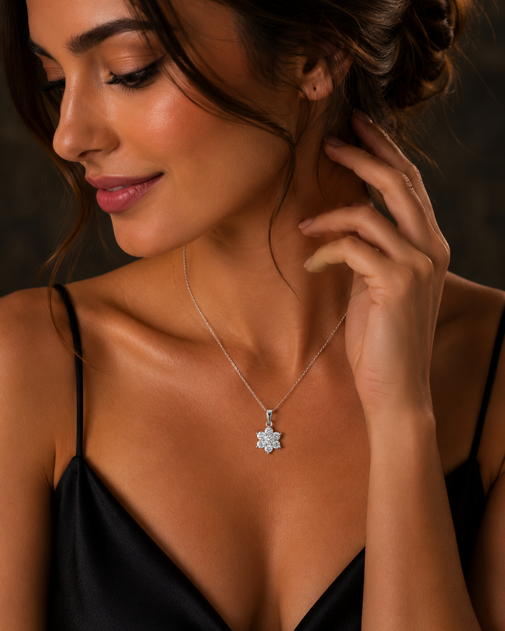 Moissanite Flower Pendant Sterling Silver 925 Hallmarked All Chain Lengths