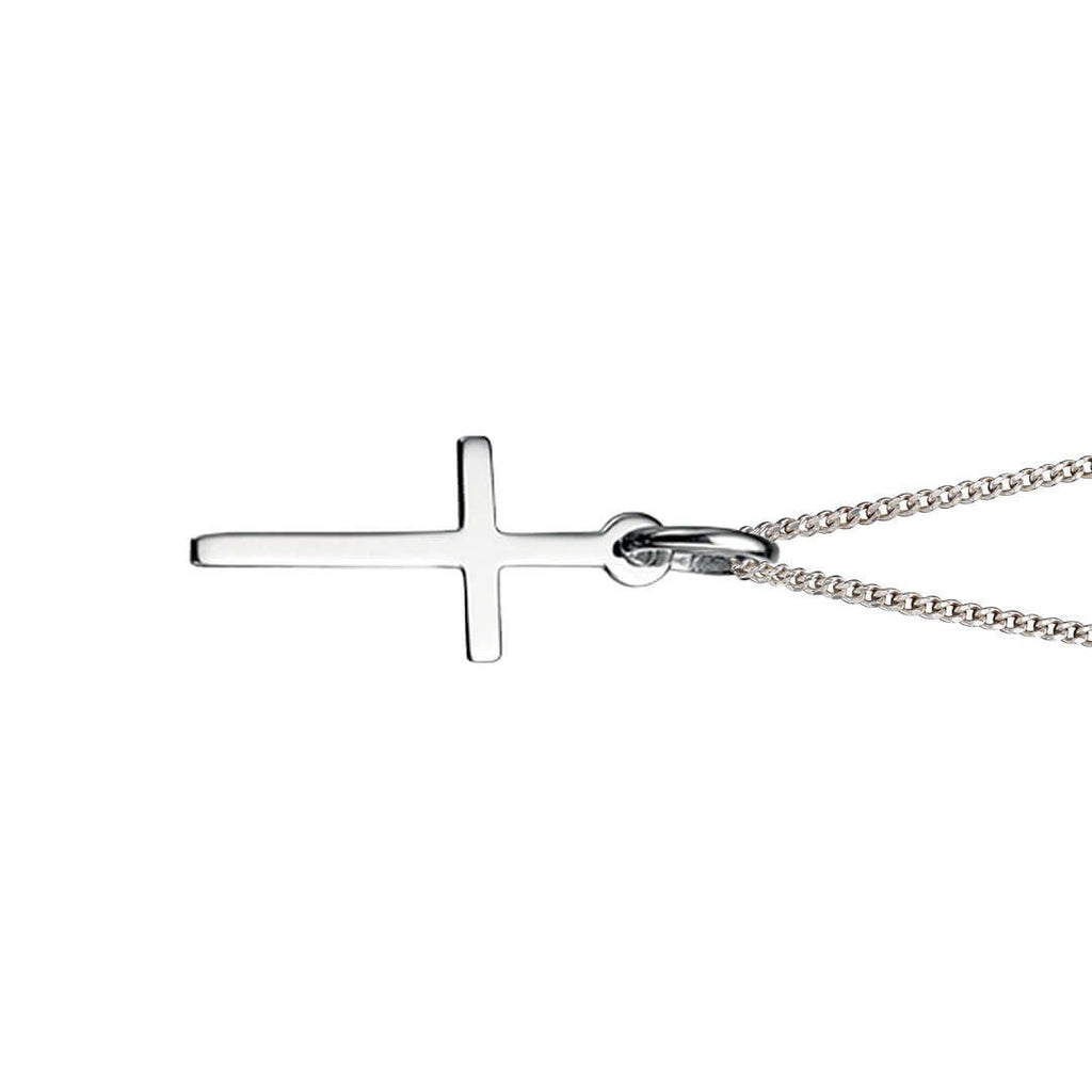 Plain Cross Pendant Sterling Silver Hallmarked British Made All Chain Lengths