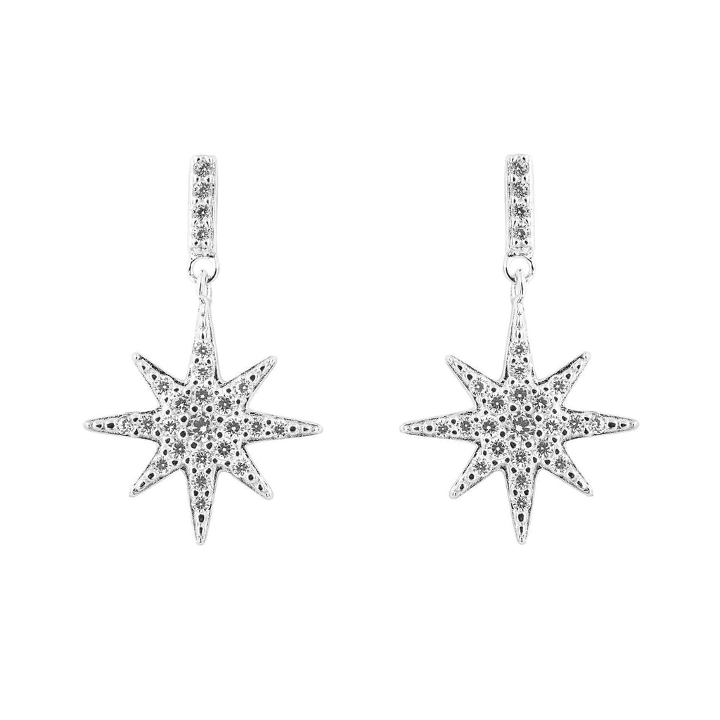 Starburst Drop Earrings Sterling Silver 925 Hallmarked Brand New Boxed