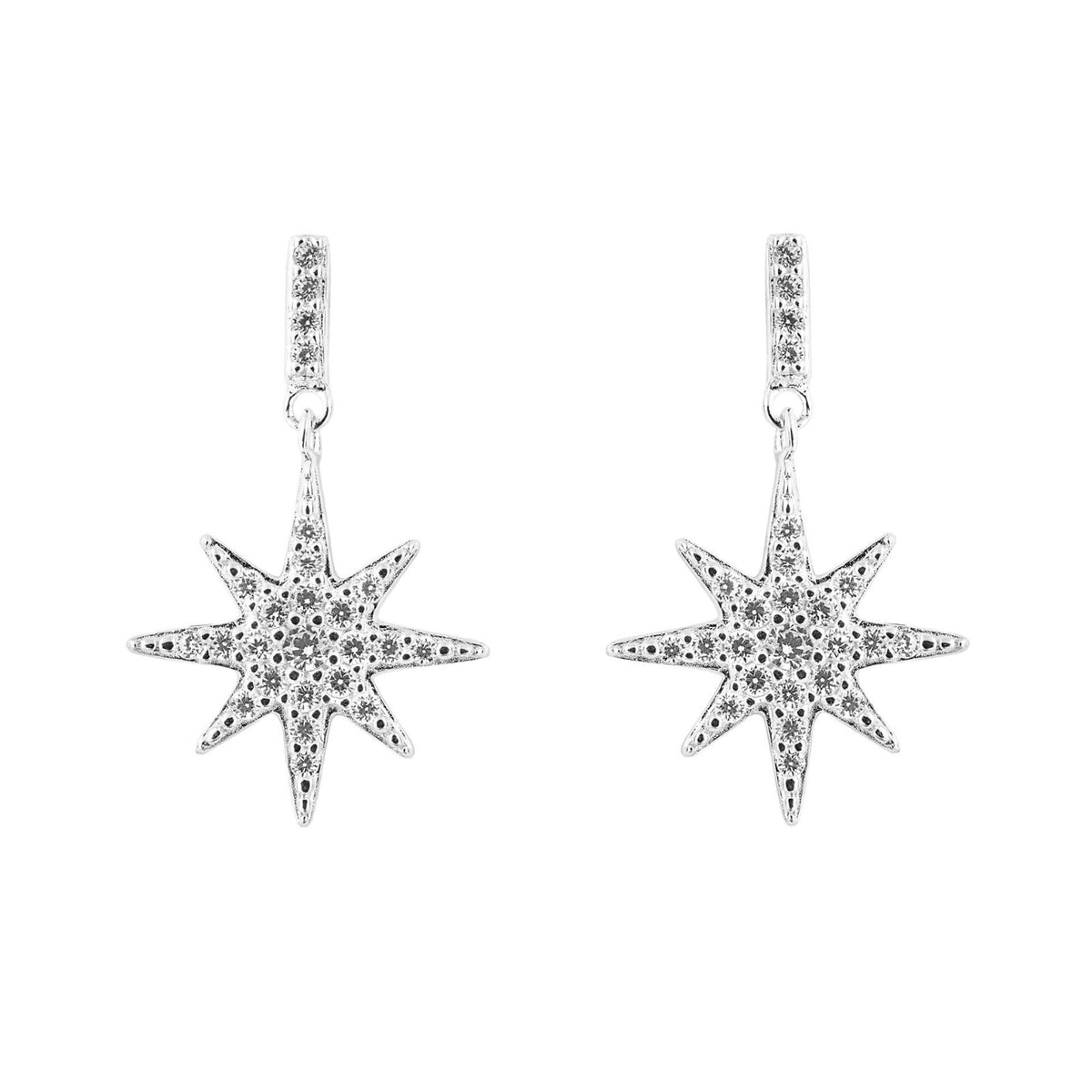 Starburst Drop Earrings Sterling Silver 925 Hallmarked Brand New Boxed