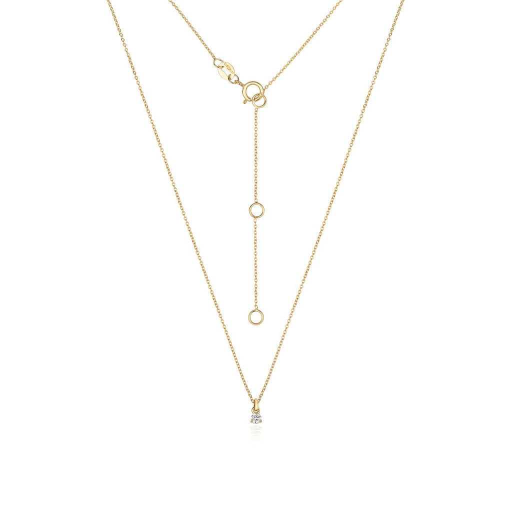 1 Natural Diamond Solitaire Necklace 18ct Yellow Gold Hallmarked British Made