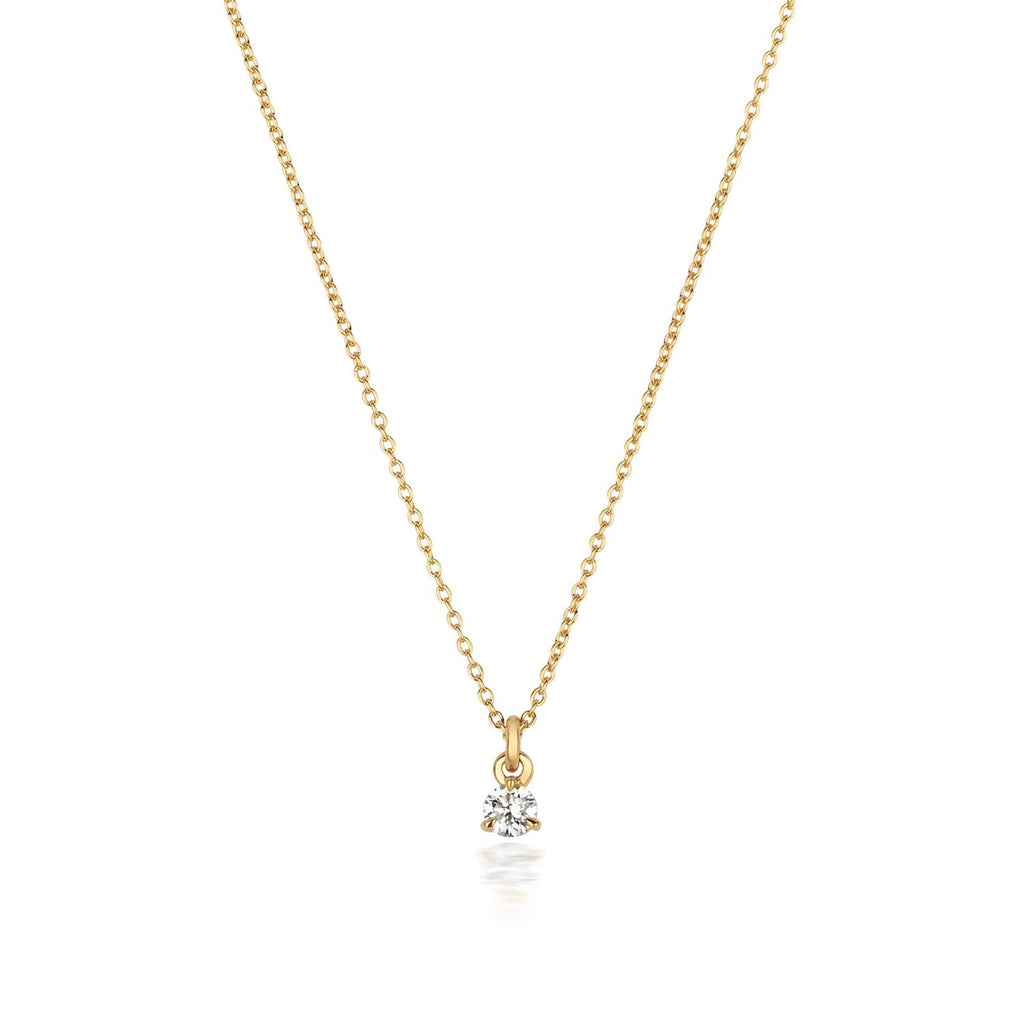 1 Natural Diamond Solitaire Necklace 18ct Yellow Gold Hallmarked British Made