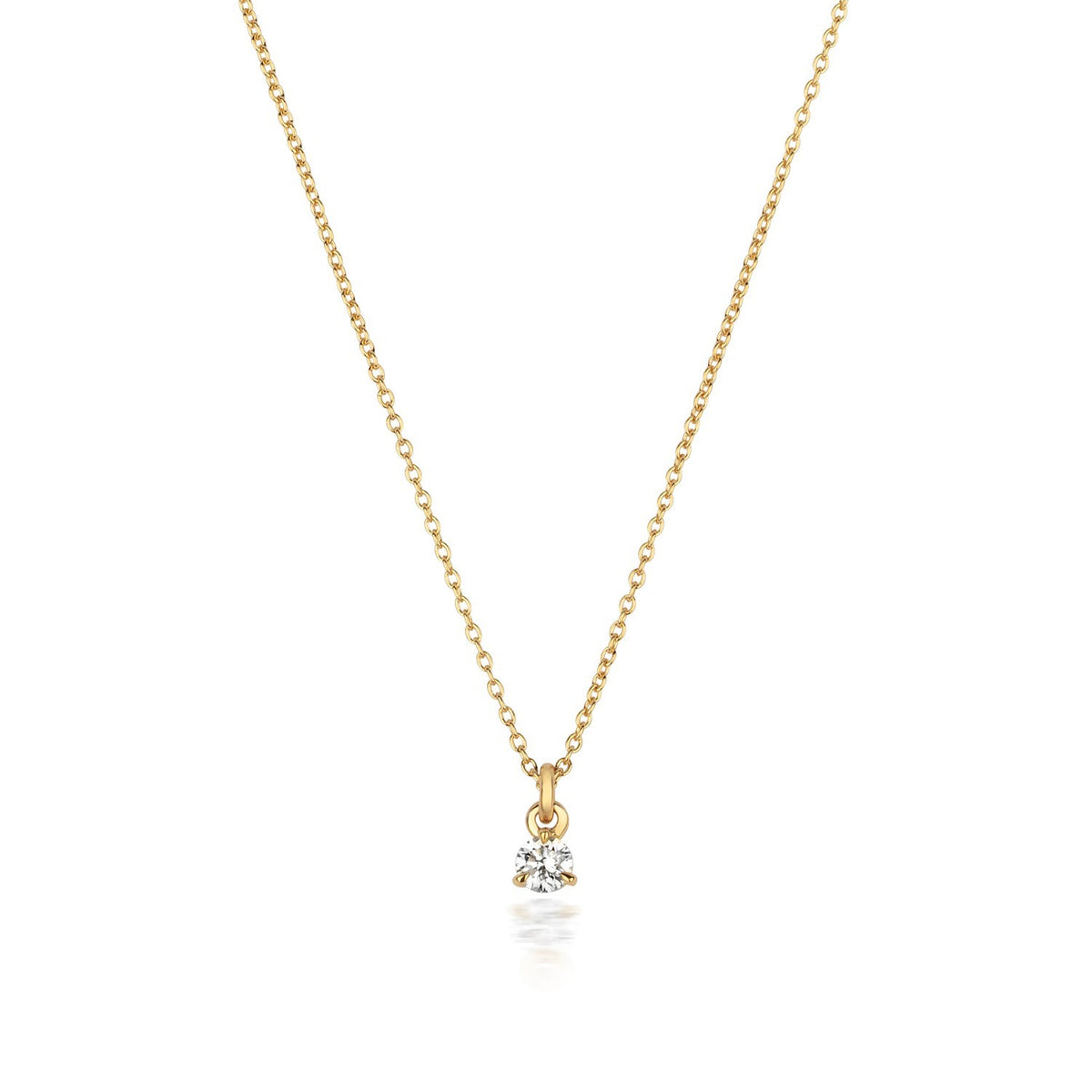 1 Natural Diamond Solitaire Necklace 18ct Yellow Gold Hallmarked British Made