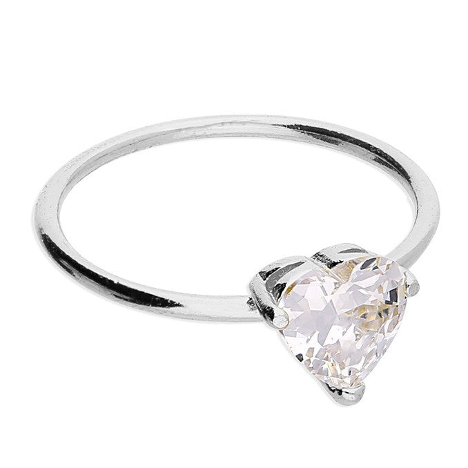 Solitaire Heart Ring Sterling Silver 925 Hallmarked British Made Size J - Q