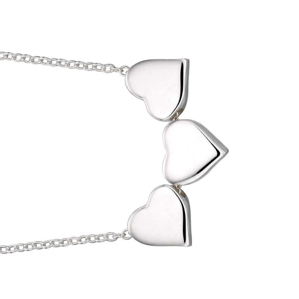 Triple Engravable Heart Necklace 925 Sterling Silver Hallmarked British Made