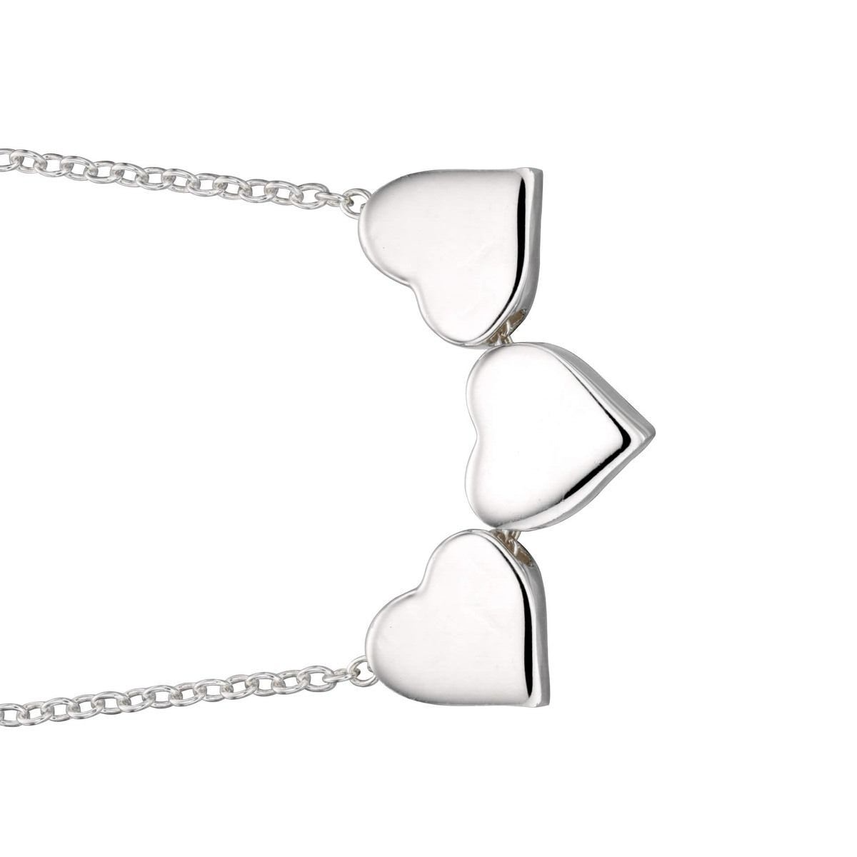 Triple Engravable Heart Necklace 925 Sterling Silver Hallmarked British Made