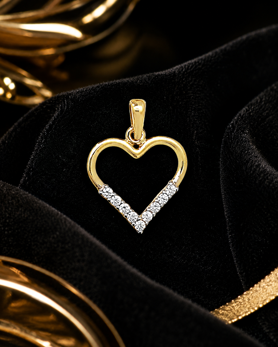 Open Heart 9ct Yellow Gold Pendant 375 Hallmarked British Made All Chain Lengths