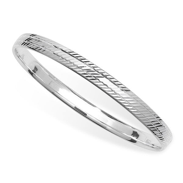 Sterling Silver Bangle Diamond Cut British Made Hallmarked Brand New 