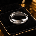 Double Interlinked Ring Sterling Silver 925 Hallmarked British Made Size M - T