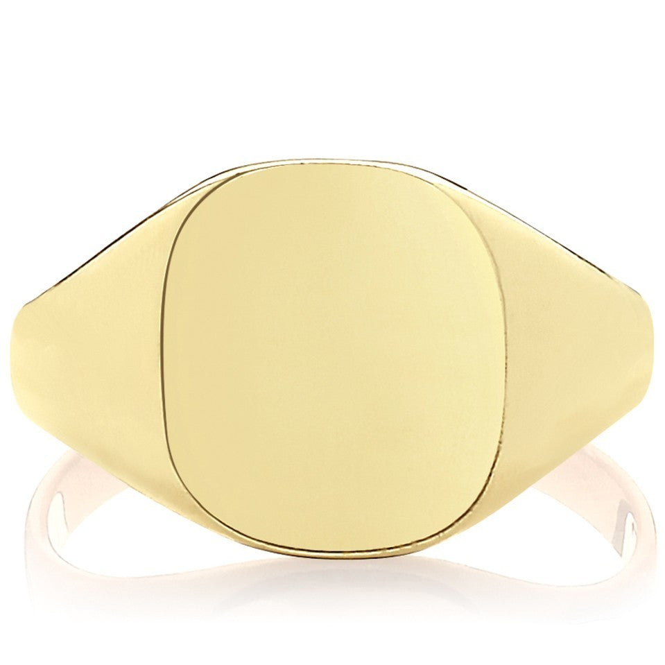 Heavy Mens 9ct Yellow Gold Signet Ring 375 Hallmarked British Made Size M - Z