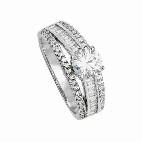 Sterling Silver Solitaire Ring Engagement Triple Band 925 Hallmarked Size M - S