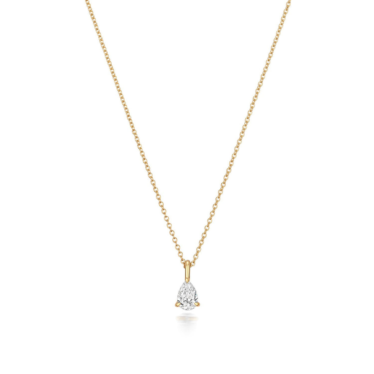 1 Natural Diamond Pear Cut Necklace 18ct Yellow Gold Hallmarked British Made