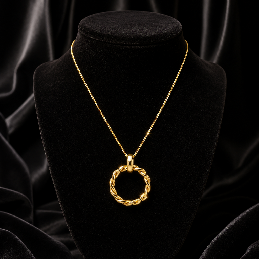 Round Rope Twist Pendant 9ct Yellow Gold 375 Hallmarked British Made